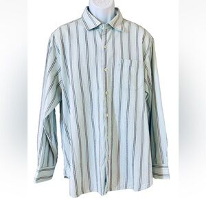 Tommy Bahama Men's XL Silk Blend Button Down Shirt Blue Striped Long Sleeve
